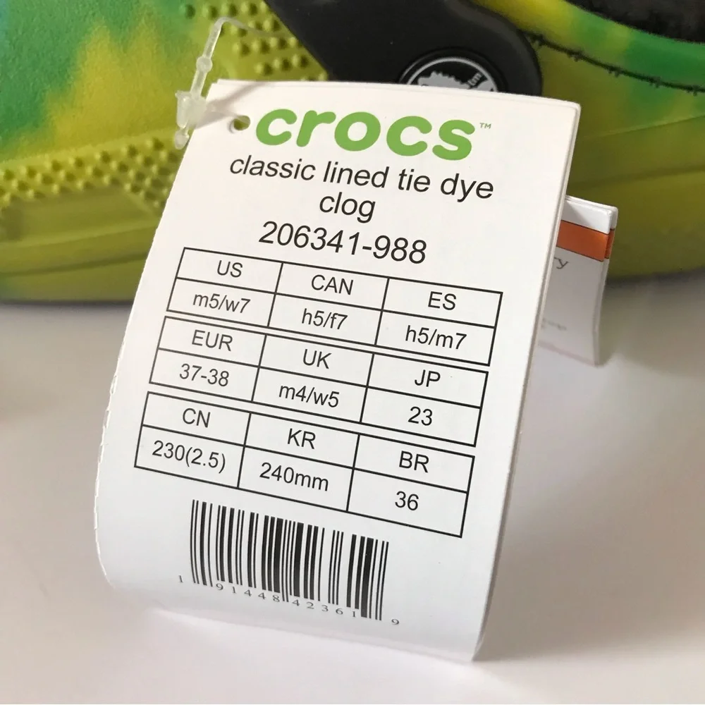 Crocs Classic Tie Dye Lined Clogs Shoes - Picture 14 of 14